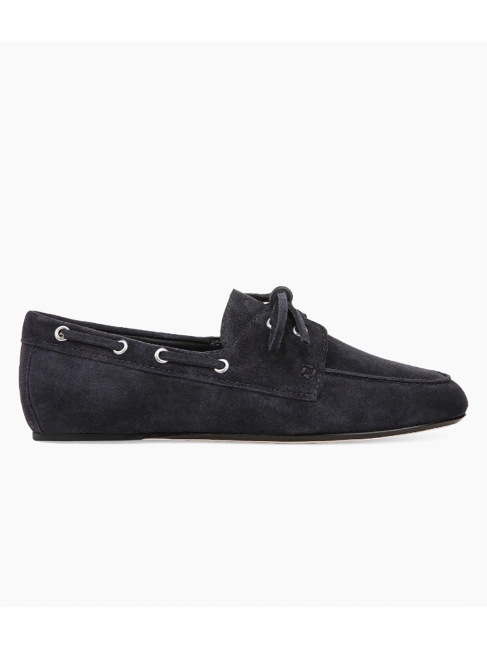 Vince Women’s Suede Lace-Top Driving Loafers / Boat Shoes — Navy